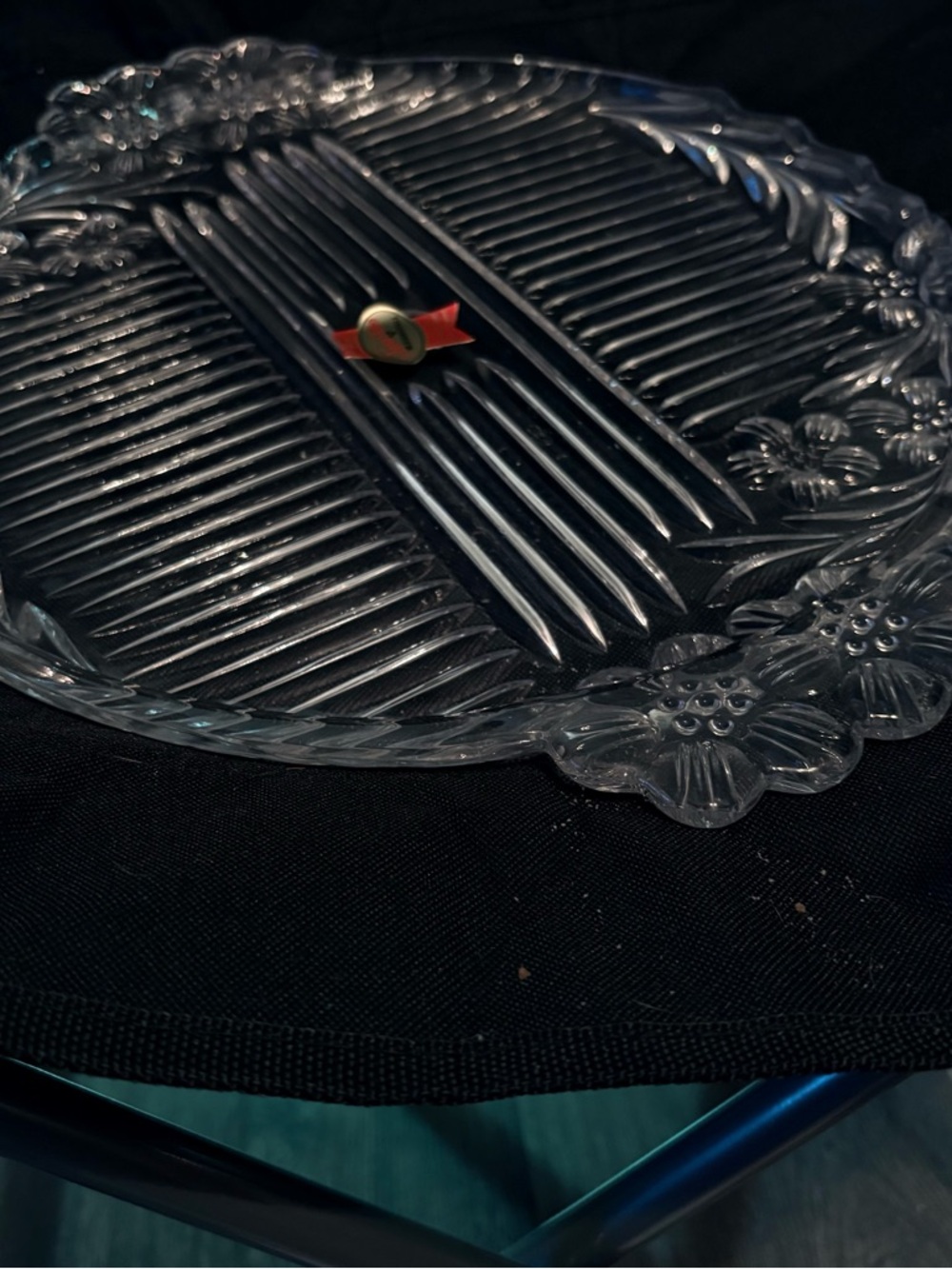 Source Unknown Clear Glass Floral Serving Platter. Perfect for Parties